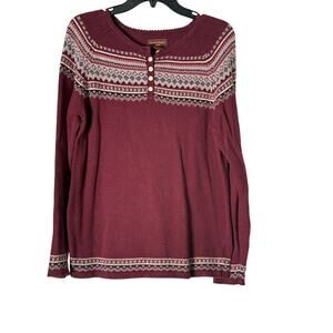 Duck Head Vintage Maroon Fair Isle Sweater Woman's Size XL